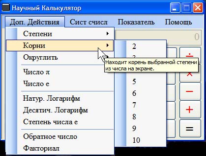 Возможные корни в приложении